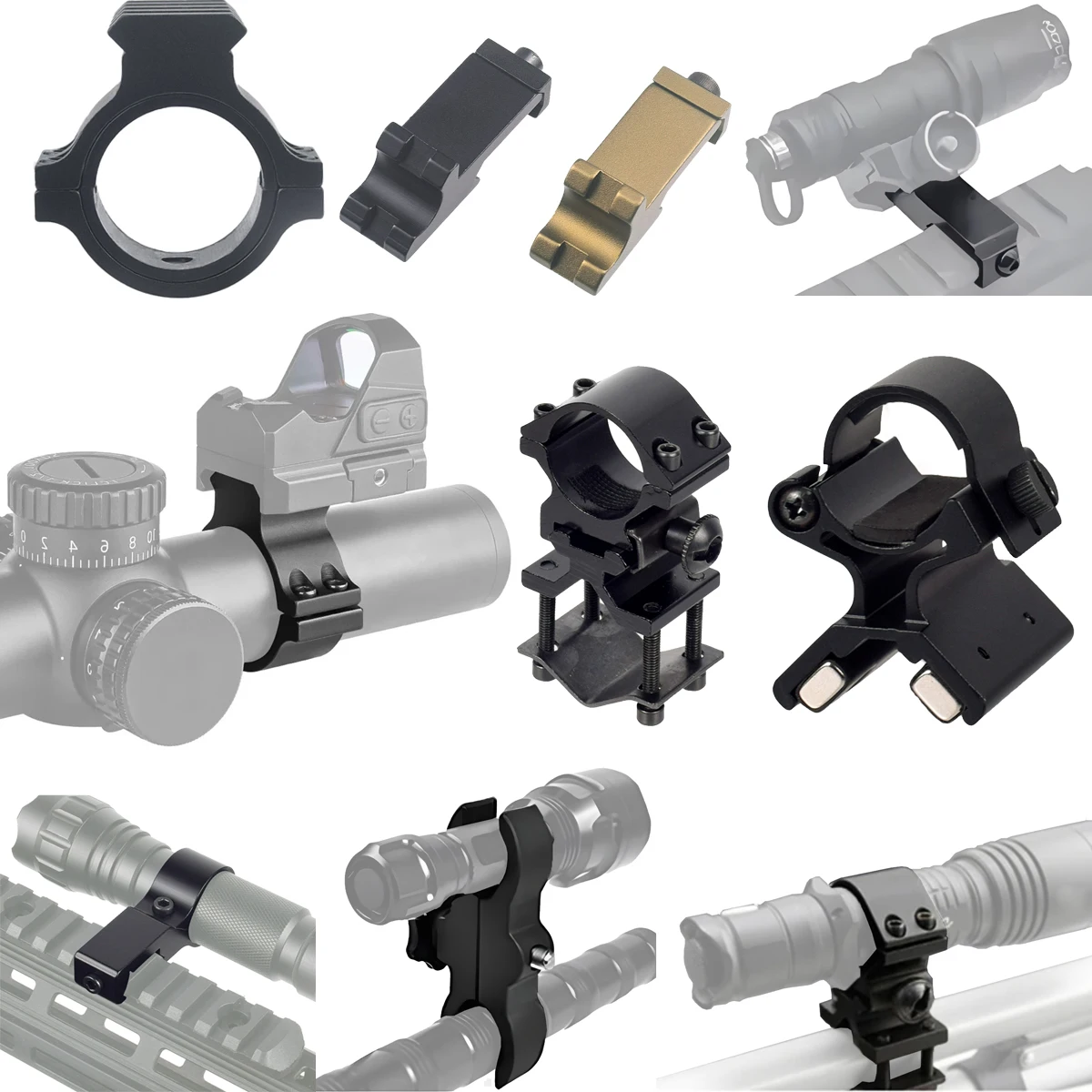 

Universal Tube Clip Flashlight Holder RM Red dot Sight Mount Aiming Scope Clamp Clip M600 Fixed Bracket Mirror Bridge Laser Clip