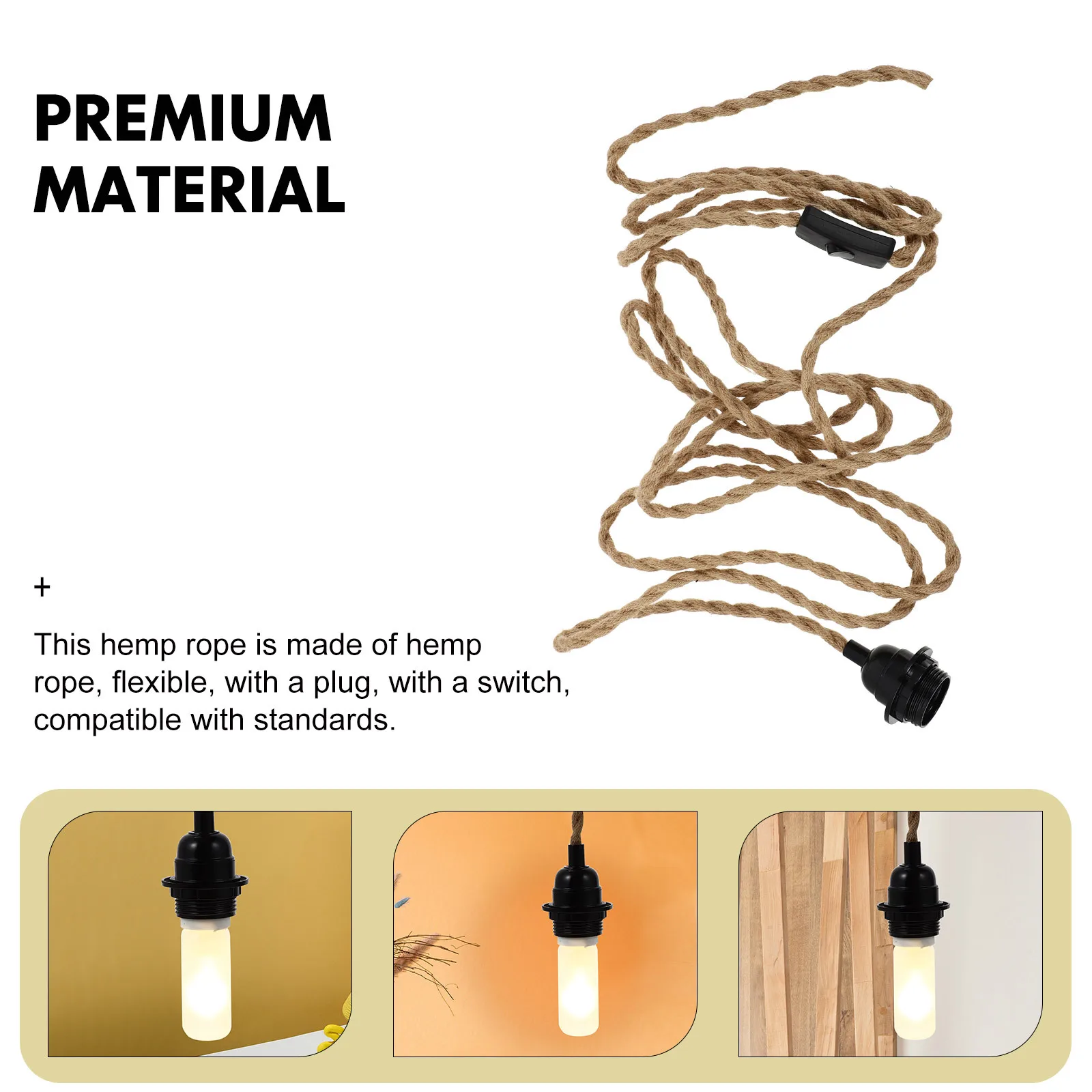 

1 set 1 Set Vintage Hemp Rope Covered Electric Wire For Pendant Lamp Diy Decor Us Plug Hanging Light Rope Cable Cord Retro Lamp