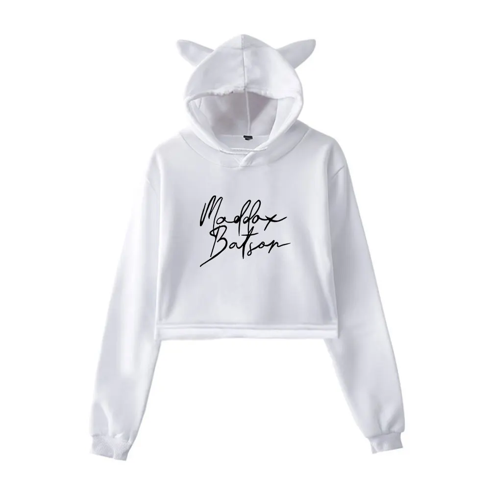 Maddox Batson Signature Hoodie Vintage 90s Streetwear Hoodie Merch Hoodies Sweatshirts for Girls Cat Ear Crop Fashion women