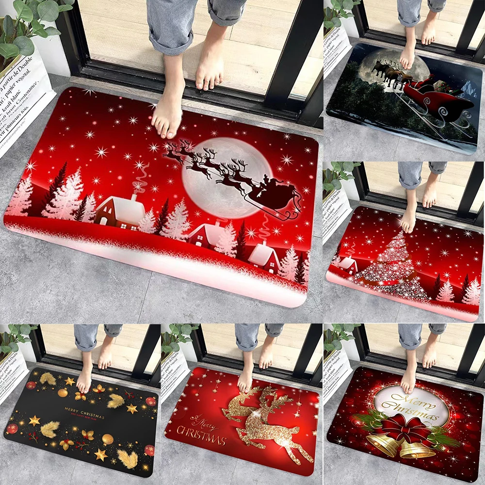 عيد الميلاد تحت عنوان سجادة باب مع أنماط احتفالية أجراس الرنة مزلقة عدم الانزلاق دائم مدخل البساط داخلي في الهواء الطلق ديكور المنزل