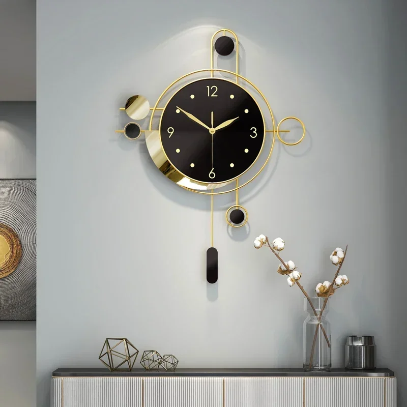 Large Metal Wall Clocks Luxury Silent Creative Pendulum Clock Living Room Gold Watches Art Nordic Home Decoration for Bedroom