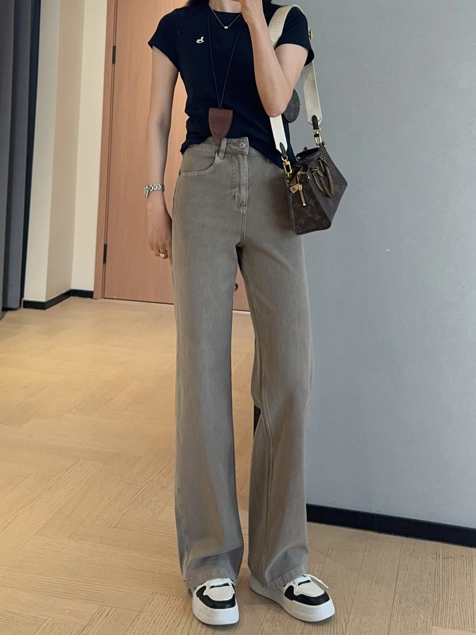 

WTHEON High Waist Straight Leg Jeans Women's Spring Summer New Bamboo Pole Legs Lengthening Skinny Jeans Casual Cotton