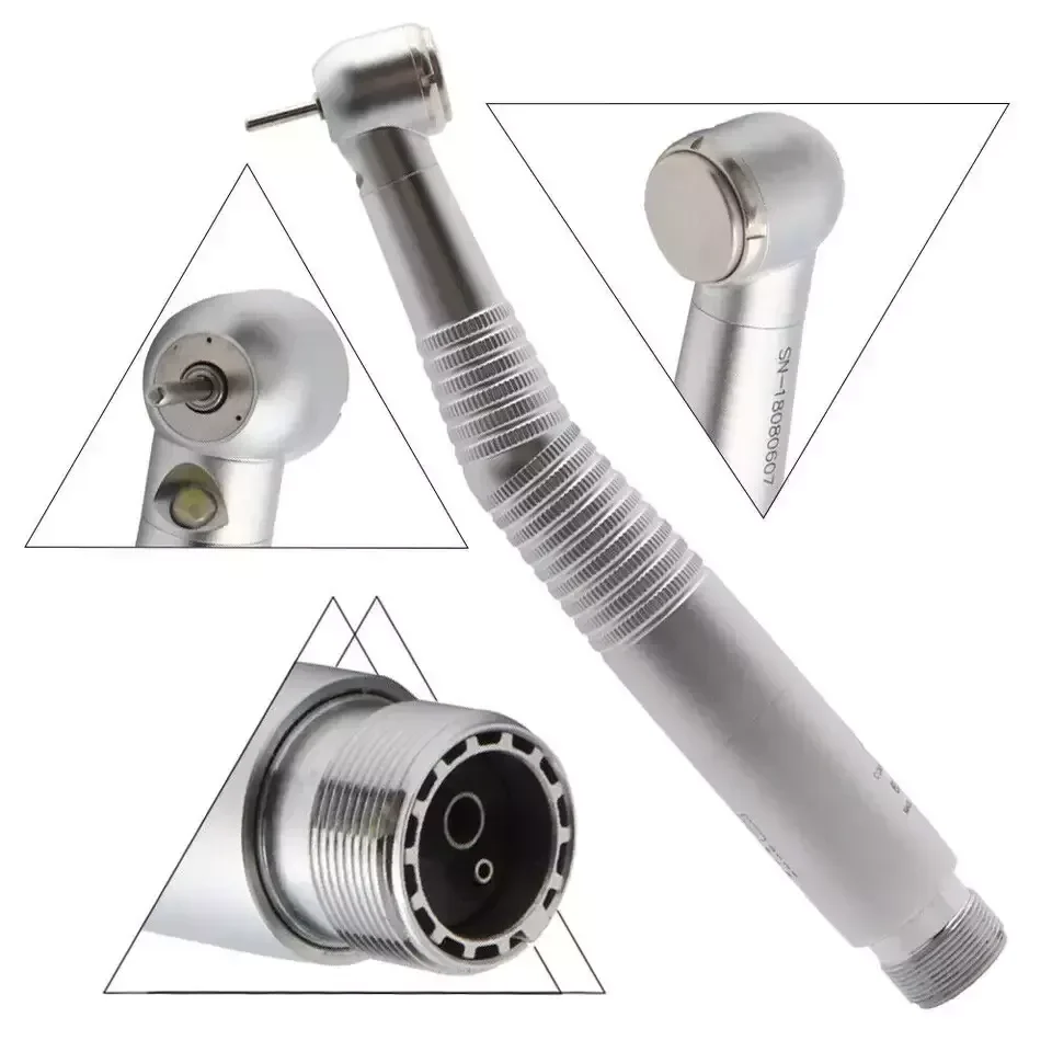 den tal LED  High Speed push button Handpiece Air Turbine den tal Triple water spray handpiece with 2/4 holes