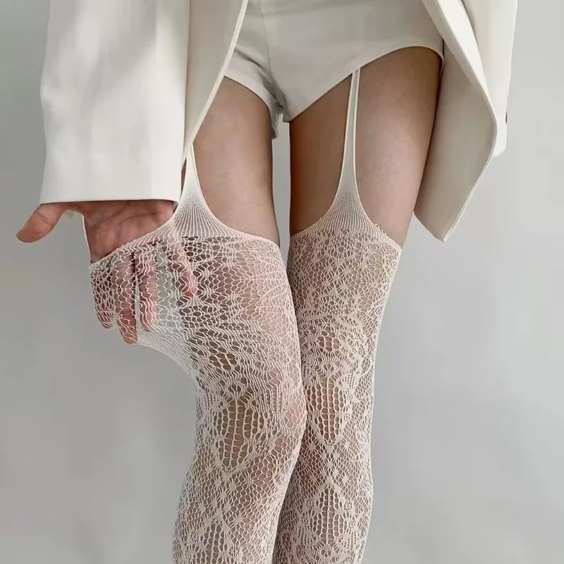 Frauen gemusterte Netzstrümpfe Oberschenkel hohe Strümpfe Strapsstrumpfhose Strumpfgürtel Strumpfhosen transparente Netzstrumpfhose Strumpfwaren