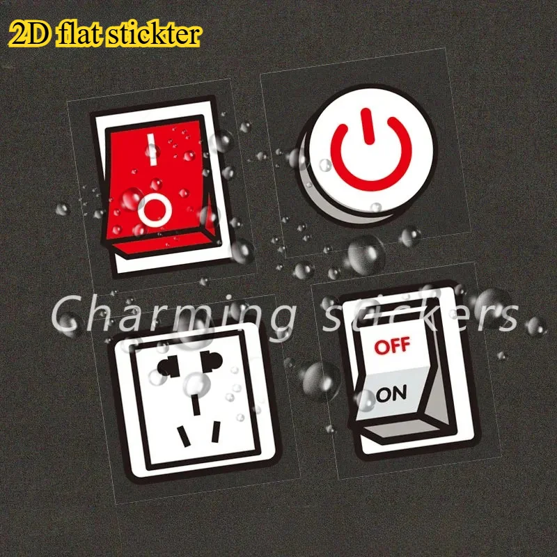 1 قطعة 2D شقة الكهربائية التبديل ملصق السلطة زر المقبس تشغيل/إيقاف ملصق حائط من الفينيل مقاوم للماء لملحقات ديكور الكمبيوتر المحمول سيارة