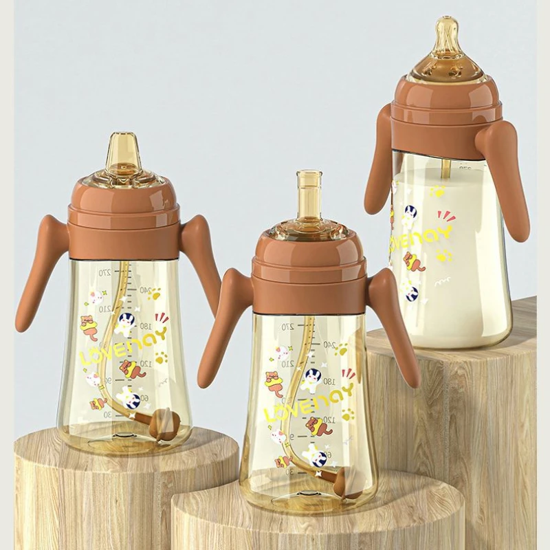 

300ml Baby Newborn Nursing Nipple PP Bottle SIlicone Pacifier Milk Water Bottle Training Feeding Bottle Thickened Drop-resistant