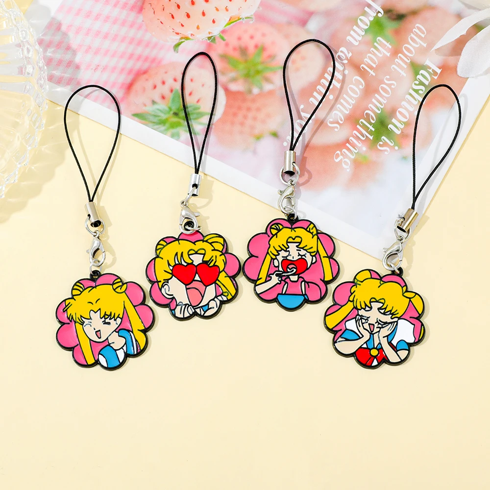 4pcs Sailor Moon  Cosplay Keychain Unisex Kawaii Keyring Key Chain Phone Chain Bag Pendant Accessories Prop view 3