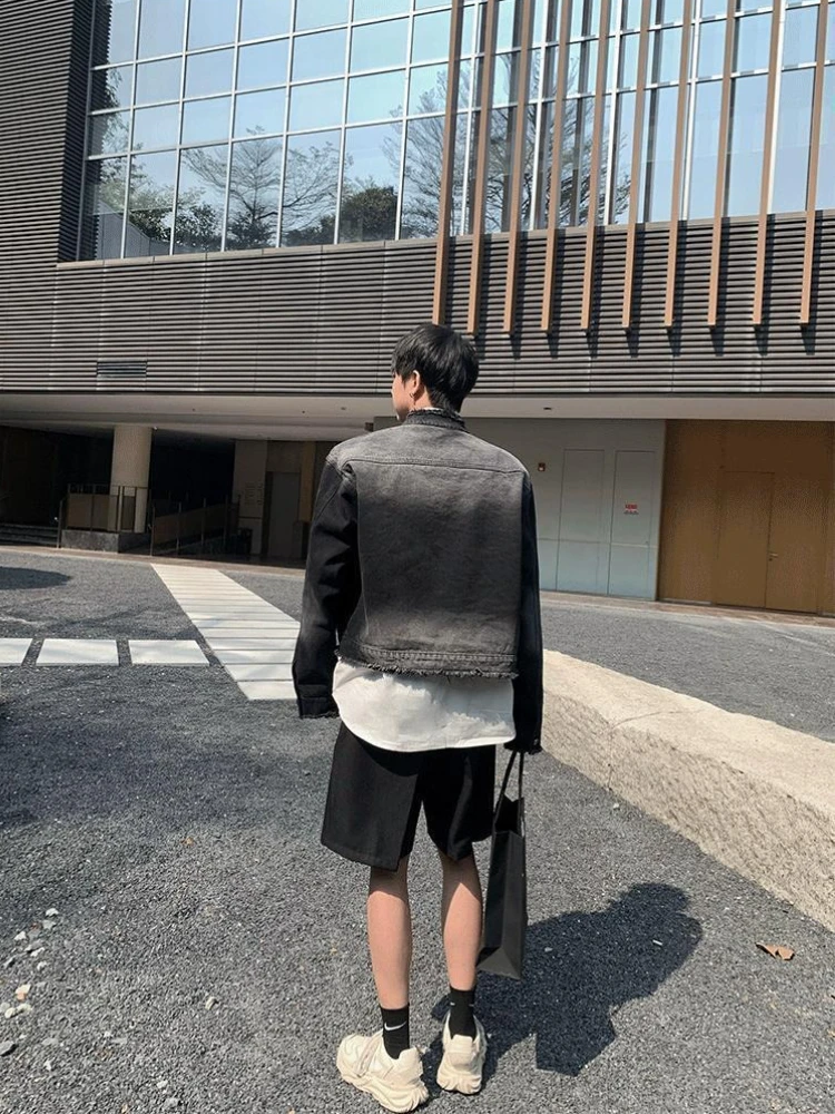 Jaket Denim Saku Kancing Pria Y2k Joker Berkualitas Tinggi Mantel Koboi untuk Pria Dicuci dan Dipakai Gaya Retro Jepang Bermerek Estetika Pakaian Luar