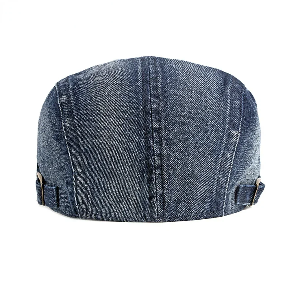 フラットキャップブルーファッションリッピング男性帽子夏のベレー帽男性女性カジュアルピークデニム運転調節可能なフラットキャップ調節可能な