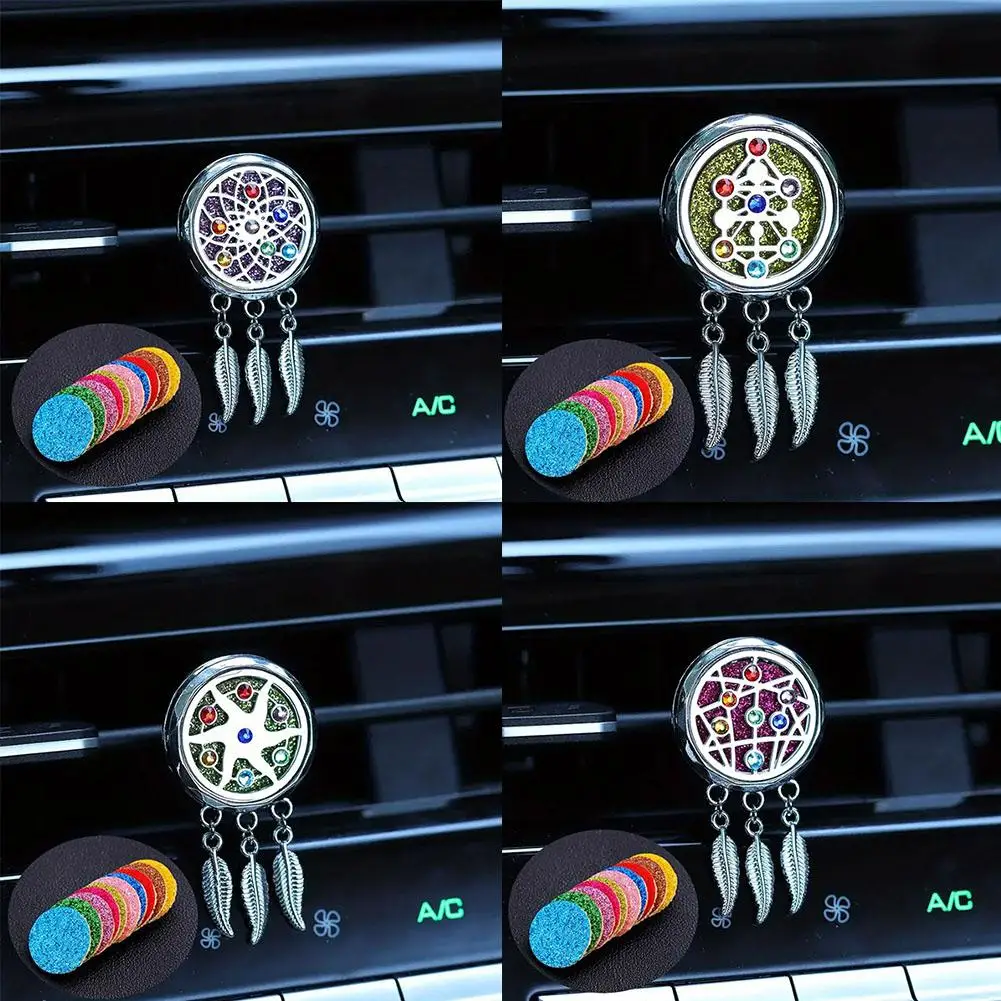 

Car Aromatherapy Diffuser Locket Car Clip Perfume Essential Freshener Car Oil With Vent Air Diffuser Pads Purifier Clip E2B1