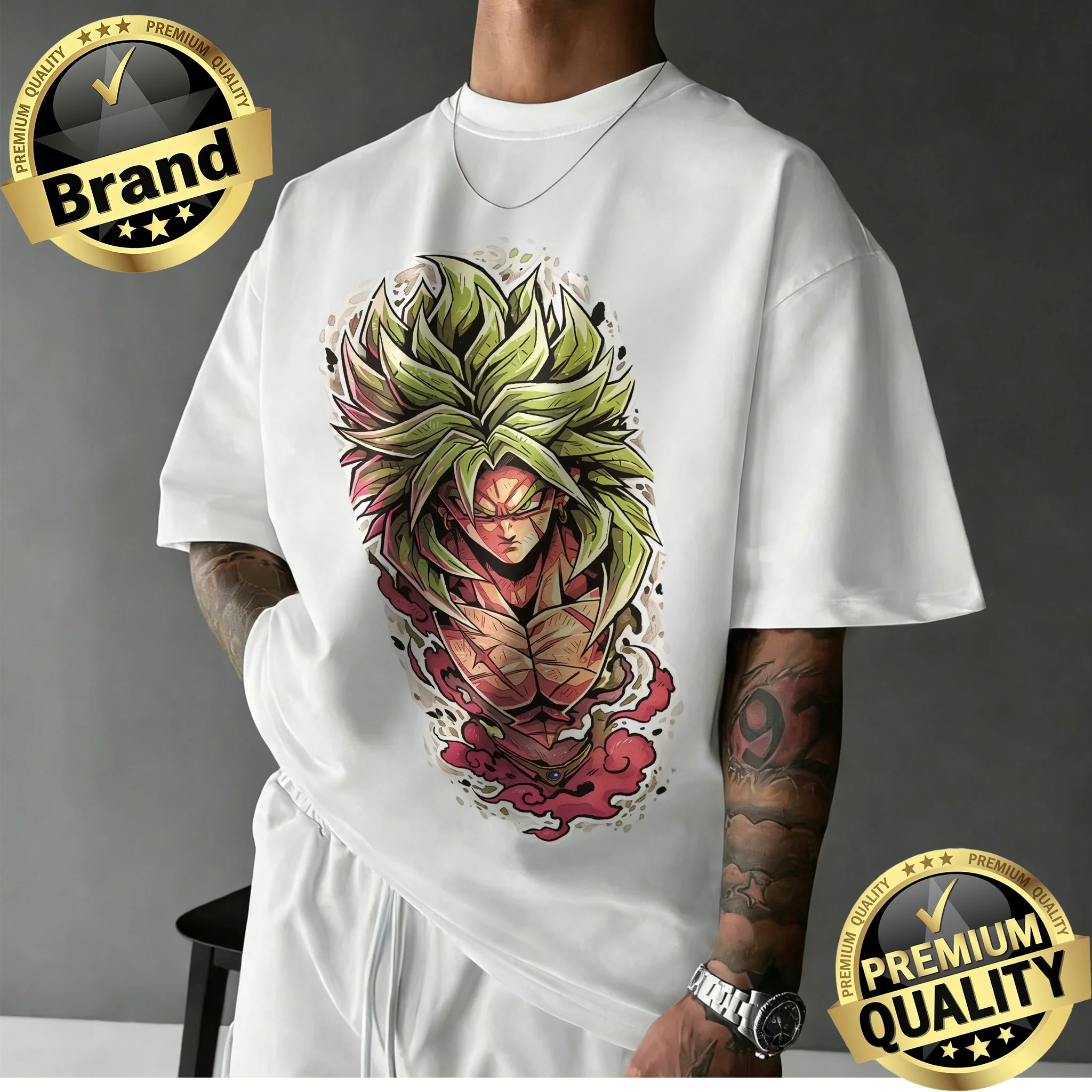 

Футболка унисекс оверсайз из 100% хлопка с принтом Dragon Ball Broly Super Saiyan, летняя коллекция 2026, ретро, повседневная, свободного кроя, в стиле Y2K