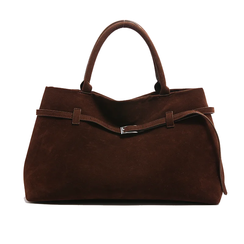Large Faux Suede Handbags Women England Style Vintage Casual Totes Solid Elegant Lady Packages Designer Female Shoulder Bags