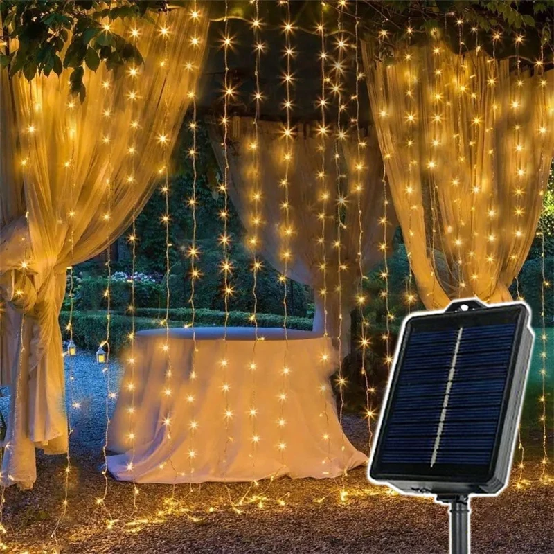 

3/6M Garland Fairy Lights Garden Decor LED Solar Curtain Lights String Wedding Party New Year Yard Decoration Christmas Outdoor