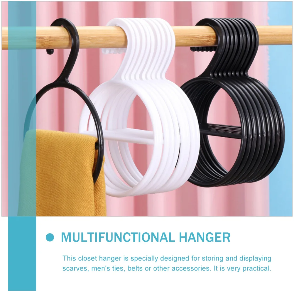 

10pcs Black Scarf Tie Belt Hanger Rack Storage Organizer Space Saving Multifunctional Closet Display Stand Holder