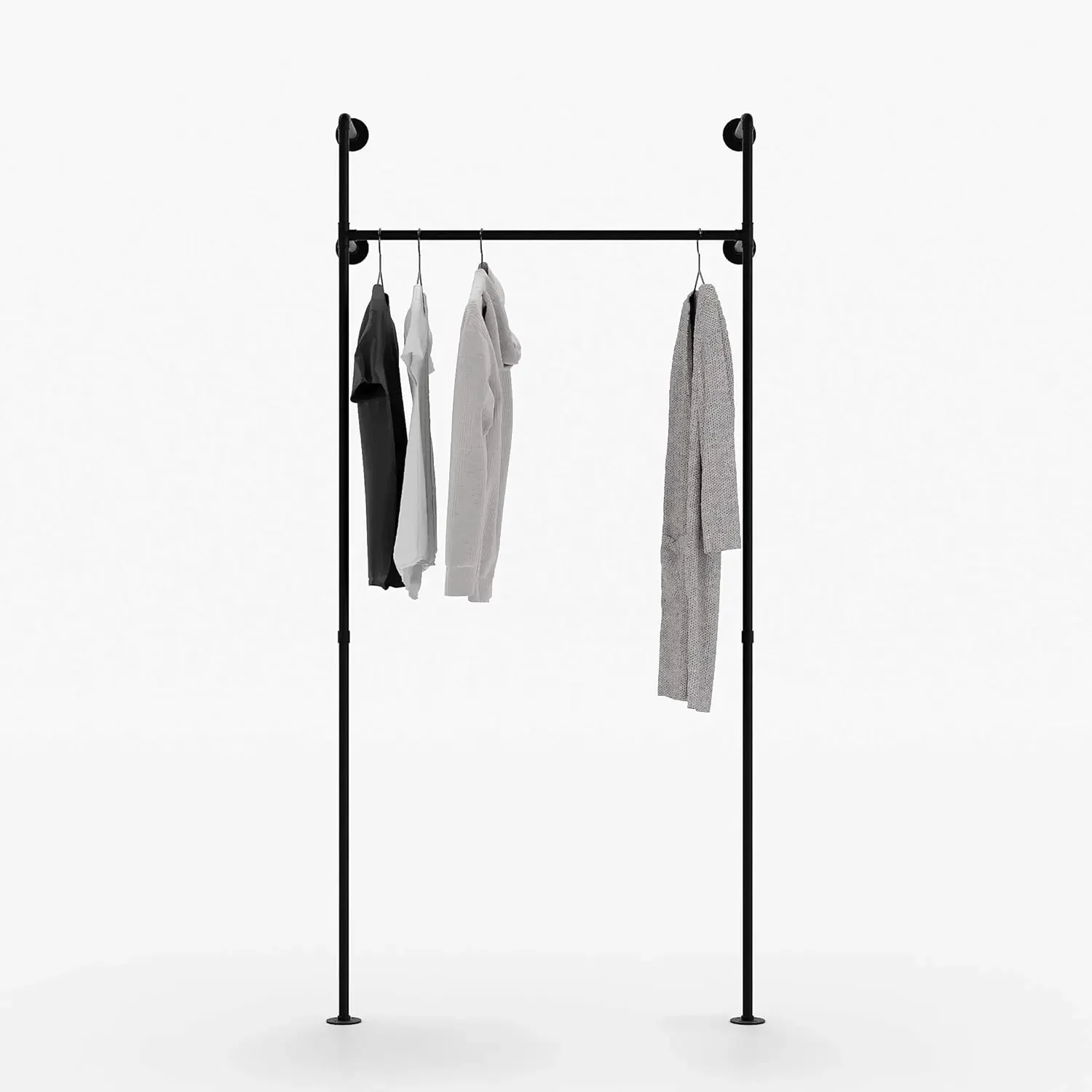 Industrial pipe clothing rack metal black - Wall mounted clothes racks for hanging clothes - Modern walk in closet - KIM