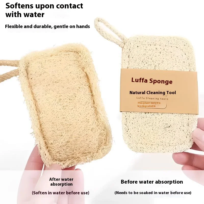 

Natural Luffa Dish Towel Washing Cloth Sponge Loofah Scrub Pad Dish Pot Oil Stain Removing Scrubber Kitchen Clean Brushes Pad