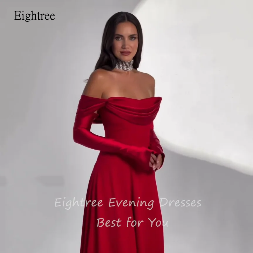 Eightree Classic Red A-line Prom Gowns Off The Shoulder Formal Party Gown Floor Length Evening Dress فساتين سهرة Customized