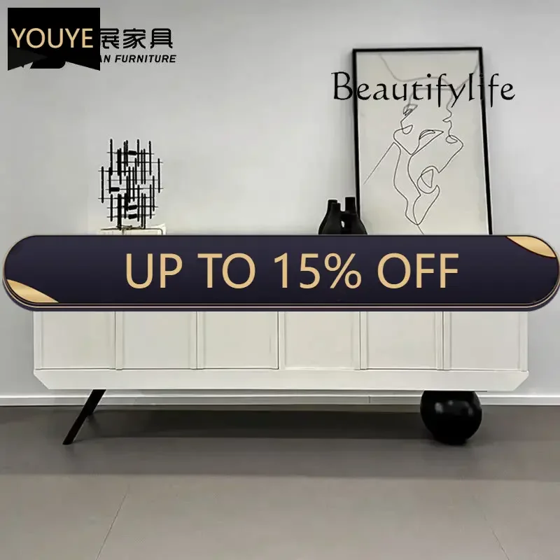 خزانة جانبية مصممة، طراز حديث، زخرفة طاولة ذات نهاية شريطية طويلة، إحساس عالي وأزياء #1