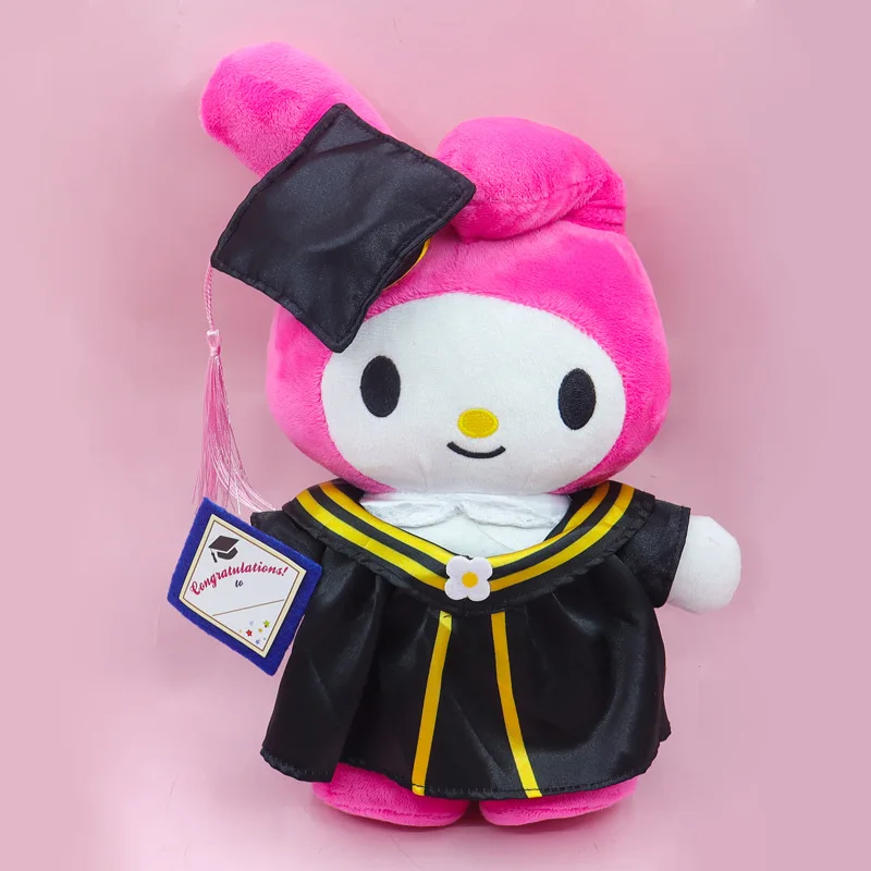 Hello Kitty อะนิเมะ Graduation Plush Cinnamoroll My Melody Kuromi Plushie ตุ๊กตาหมอนนุ่มตุ๊กตาสัตว์ของขวัญสําเร็จการศึกษา