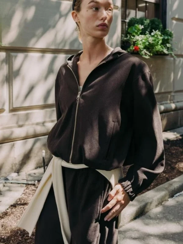 레이드바 아메리칸 슬루 핏 지퍼 후드 파일럿 재킷 신상 가을 여성 패션 폴리에스터 섬유 코트