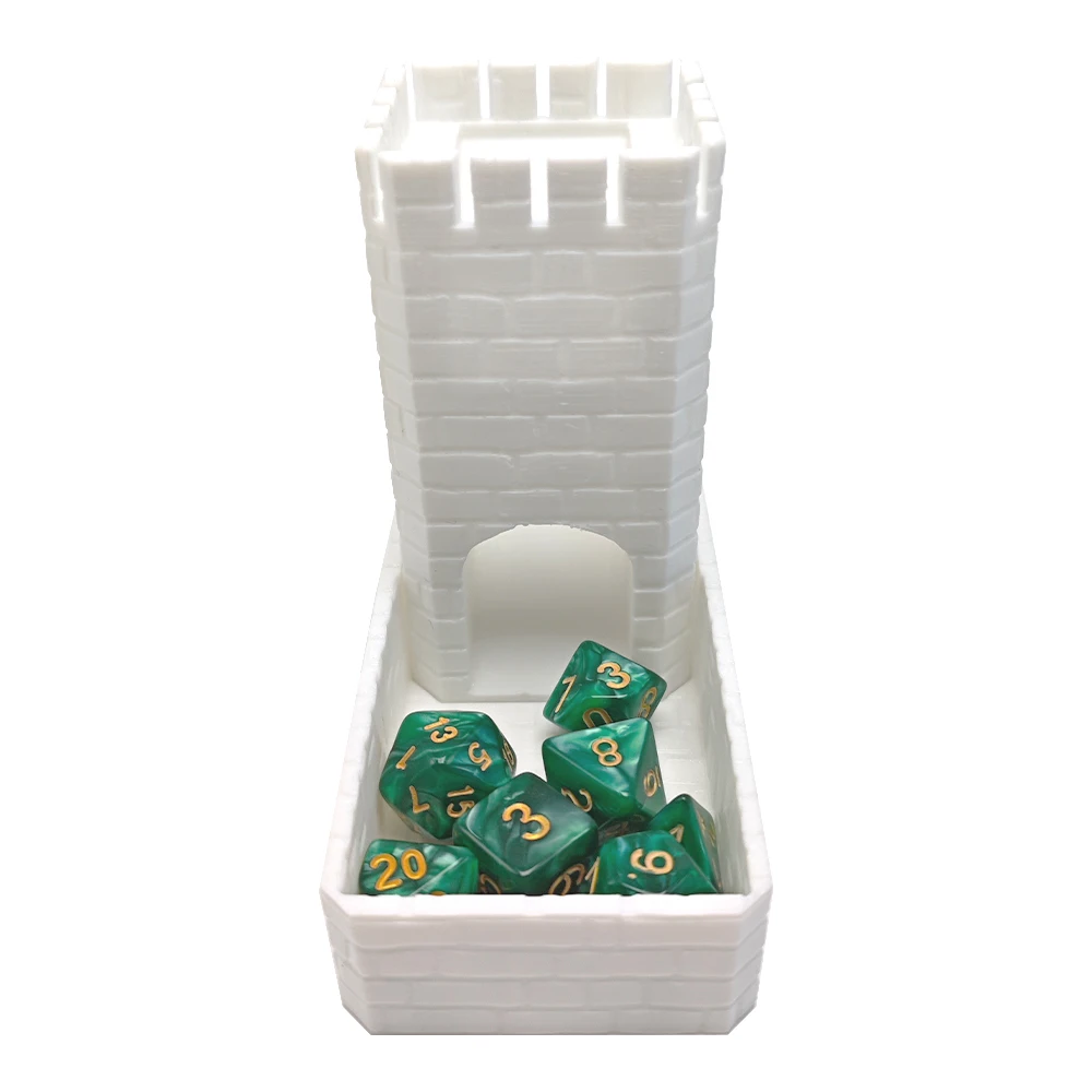 DND Square Medieval Dice Tower Twister Accessory for Role Playing Board Games Tabletop Rolling Castle Tray Portable Travel with