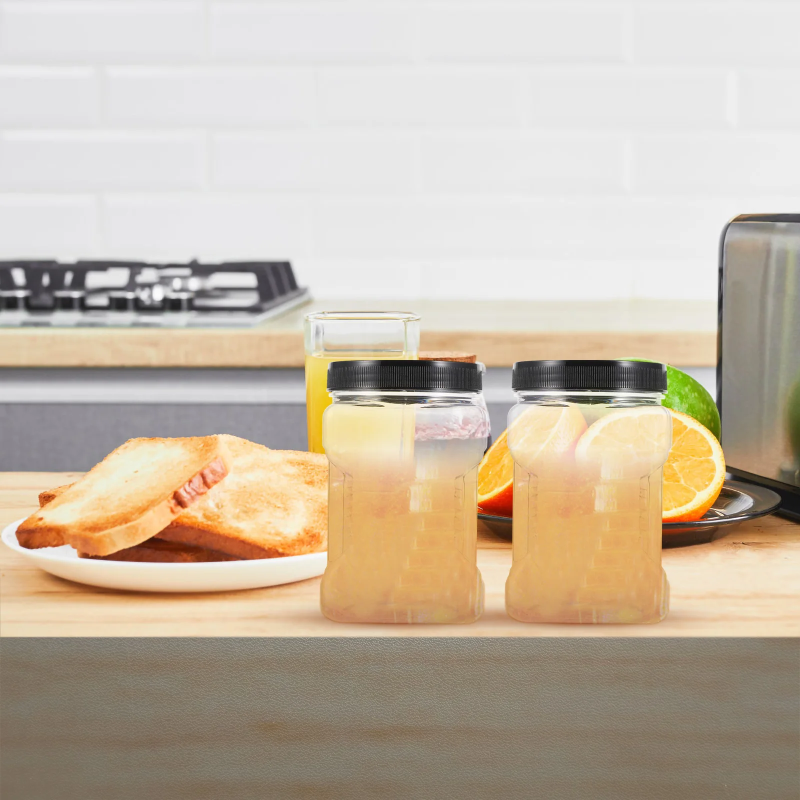 

6 Pcs Plastic Bottles Transparent Containers for Food Storage Honey Jars Baby Food Spices Pet Large Size Practical