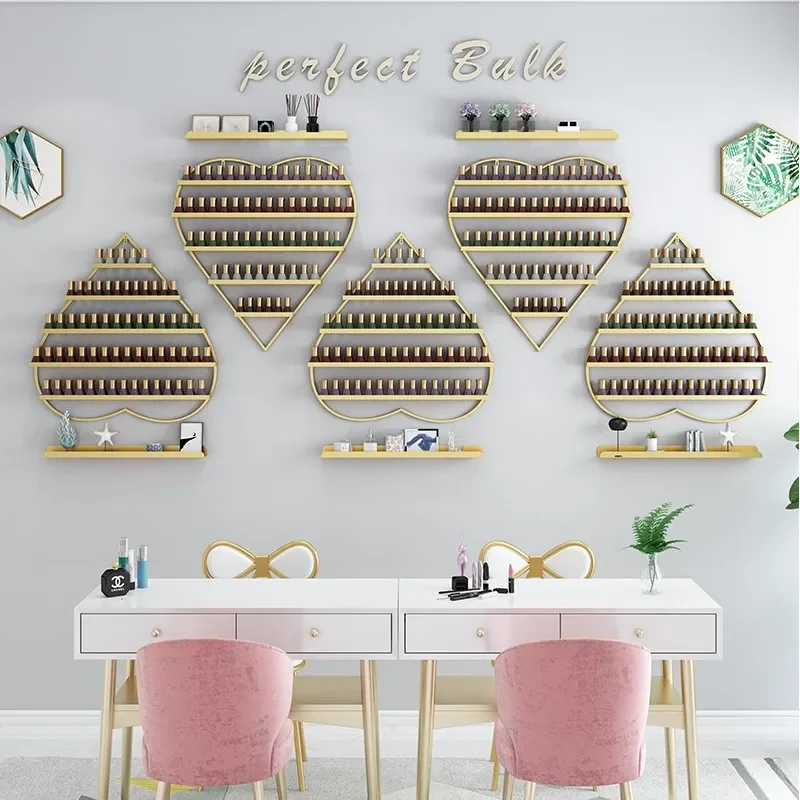 Nail Polish Display Stand Wall Mounted Heart Shape Shelf for Nail Salon Manicurists Acrylic Storage Rack Organizer for Gel