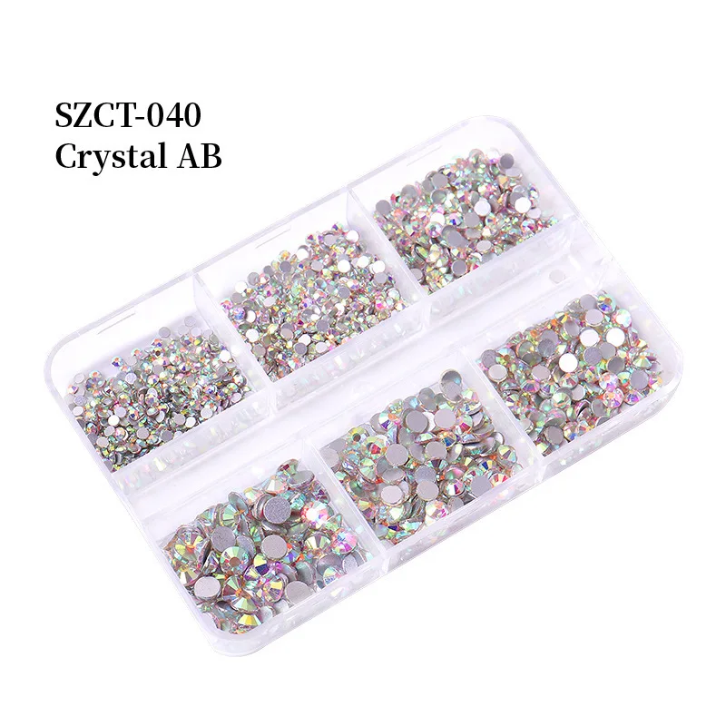 6grids SS6-20 Mixed Size Pink Bronze Silver Flatback Rhinestones Gems Flashing Diamonds 3D Nail Art Decorations Crystals