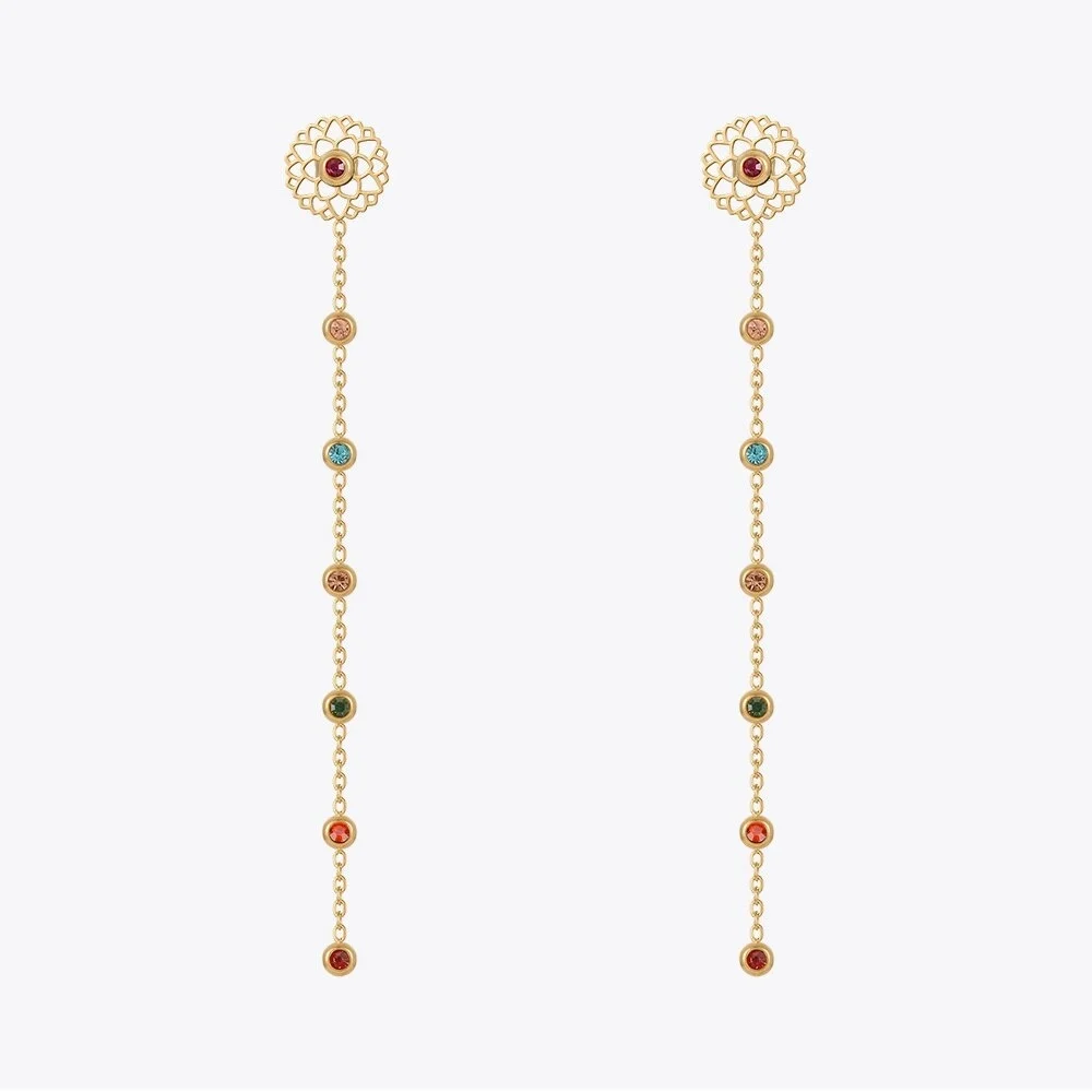 ENFASHION Colorful Zircons Drop&Dangle Earrings For Women Stainless Steel Pendientes 18K Gold Plated Fashion Jewelry  E221376