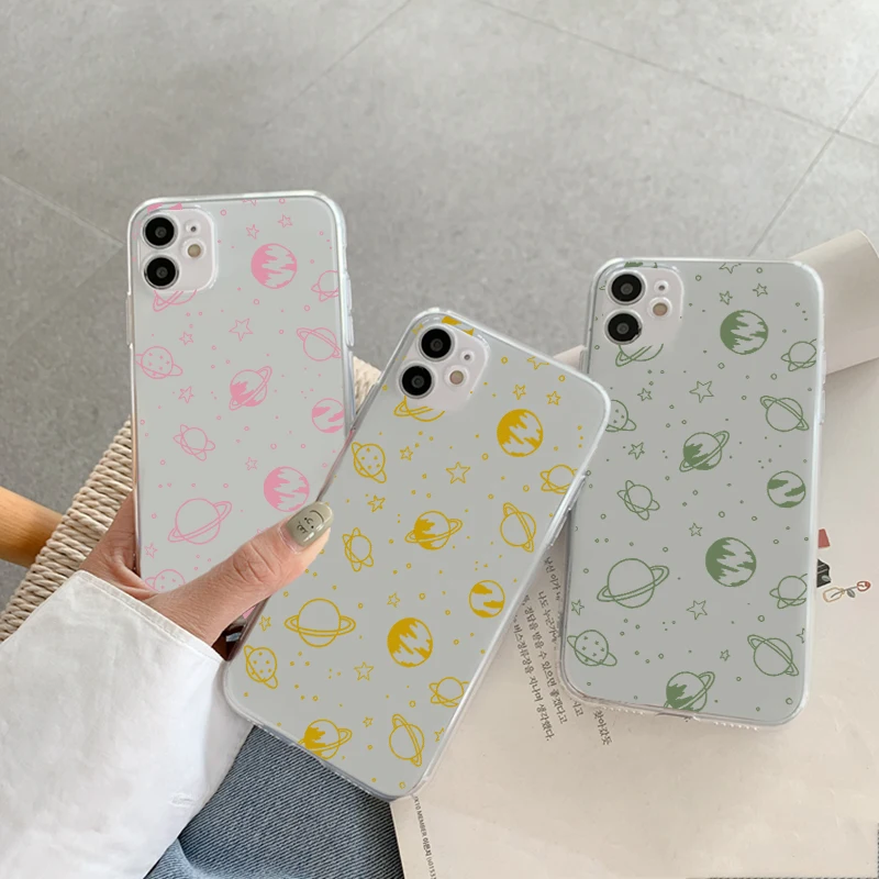 Casing ponsel bintang untuk iPhone 16 15 14 13 12 11 Pro XS MAX 7 XR 8 7 Plus sampul bening Fundas