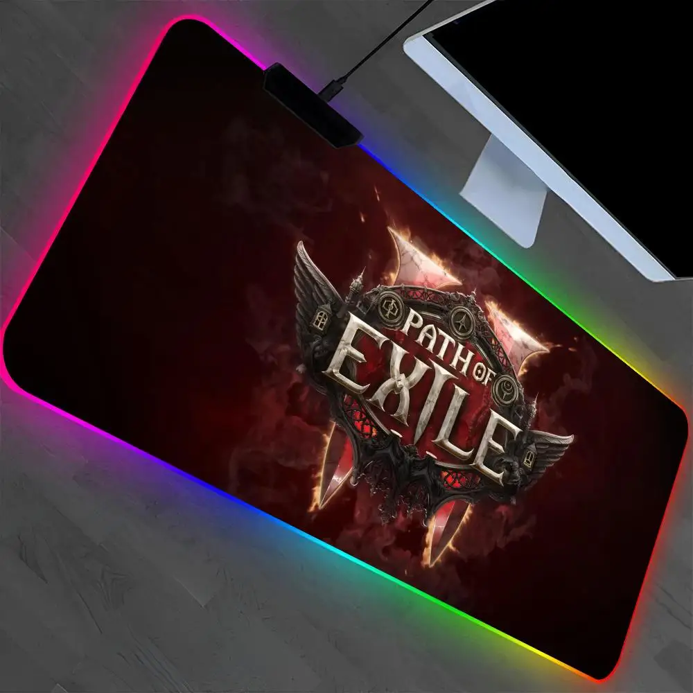 

Game P-Path Of Exile 2 Mouse Pad Laptop Mat Gaming RGB Anime Mousepad Backlit Gamer Girl Cartoon Table Pads Deskpad