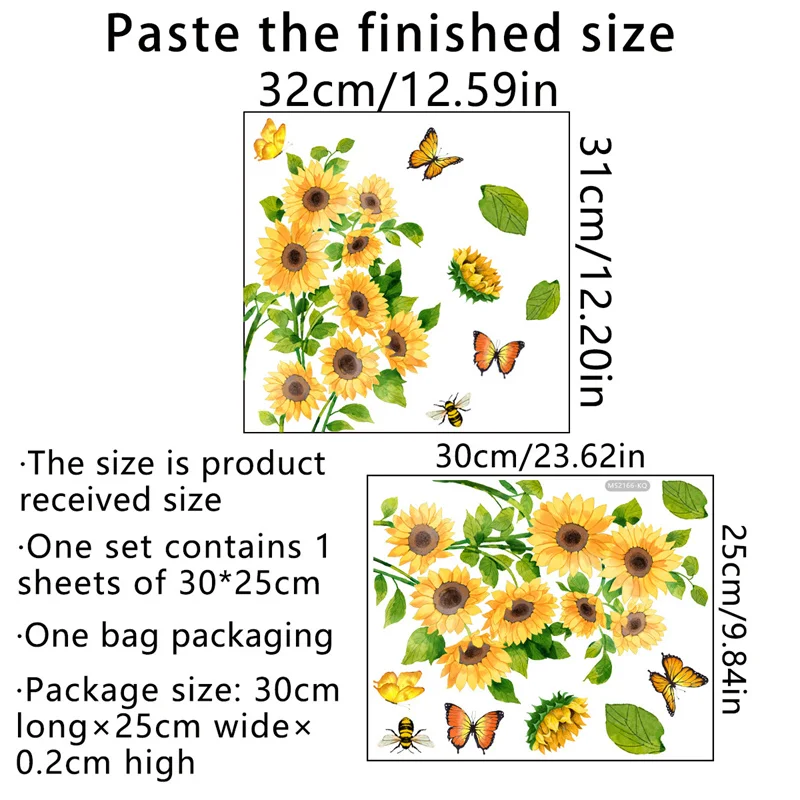 M19 Pflanzen Blumen Sonnenblumen Schmetterlinge Wanda uf kleber Toiletten aufkleber Badezimmer Toiletten abdeckung Kühlschrank Aufkleber WC Dekoration – Detail 15