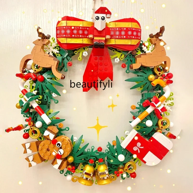 

Christmas wreath building block toy girl gift birthday puzzle assembly