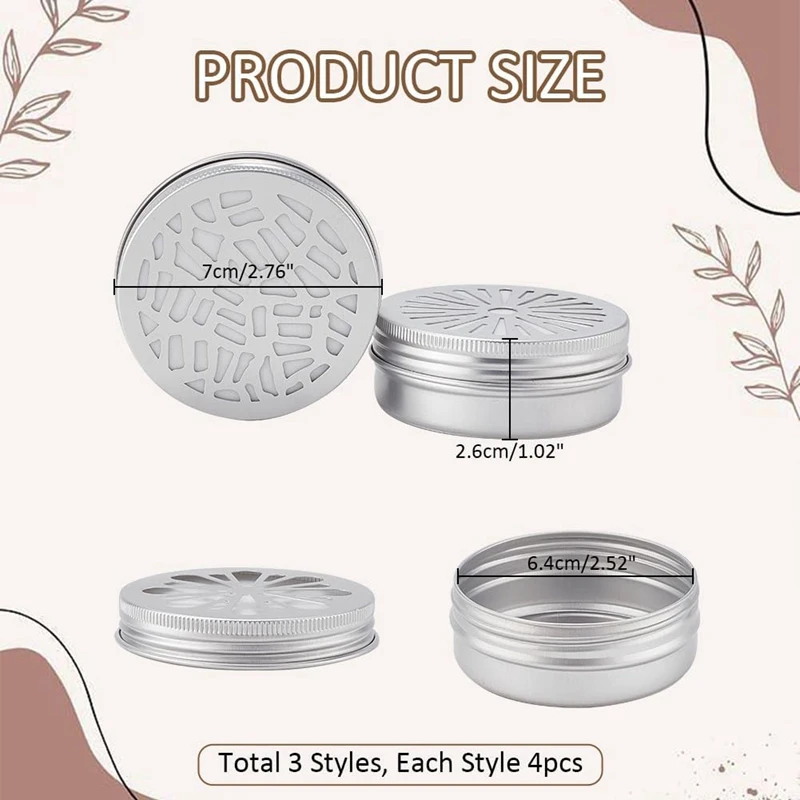 Lattine in alluminio da 12 pezzi contenitore rotondo in stile 3 lattine vuote da 2 once con coperchi vuoti contenitori per spezie riutilizzabili