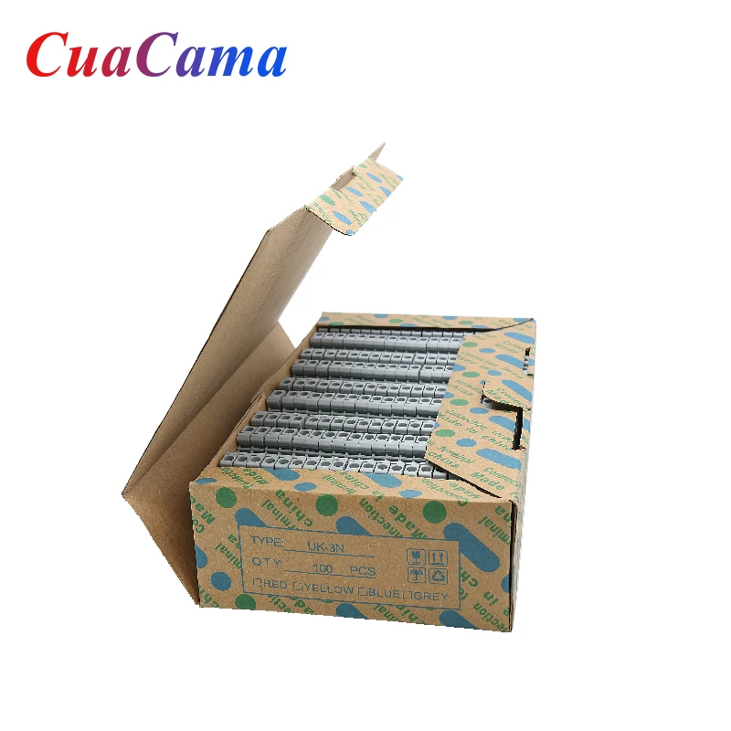 100Pcs UK3N Din Rail Block Connection Terminals  Universal Wire Connector Electrical Conductor Strip UK3