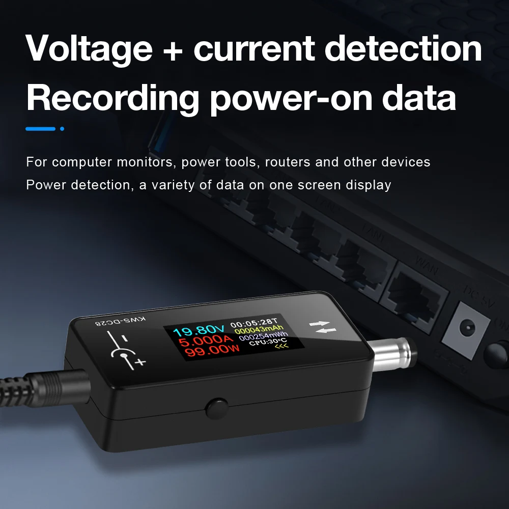 KWS-DC28 DC 4-30V Tester Mini Voltage Current Detector Color Screen  Volt Ammeter 5525 Port Cell Phone Charging Testing Device