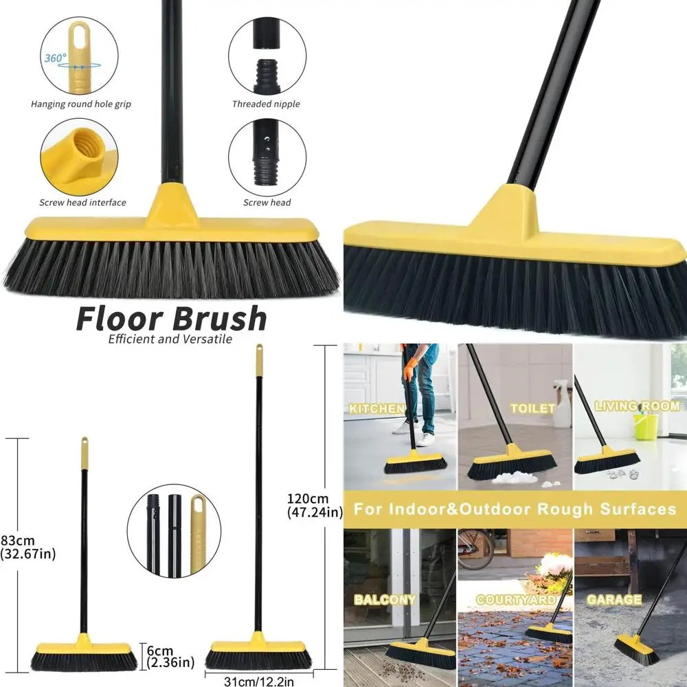 

Long-Handled Soft Bristle Broom, 51.6 Reach, 12.2 Wide for Cleaning Various Surfaces