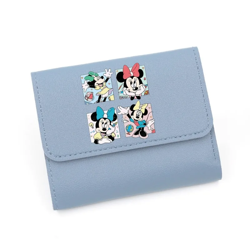 2024 Disney Lilo & Stitch dompet pendek wanita gambar kartun Mickey Mouse dompet koin wanita PU dompet koin kulit modis kecil