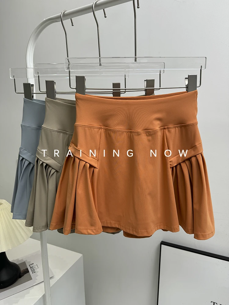 

Fake two-piece anti-exposure yoga short skirt for women in summer quick-drying morning jogging fitness skirt high waist A-line