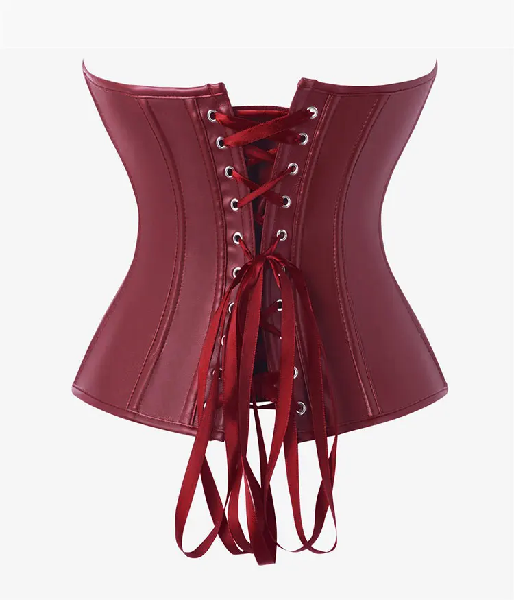 Damen-Korsett aus Kunstleder, Overbust-Schnitt, herzförmiger Ausschnitt, Reißverschluss vorne, Schnürung hinten, Taillenbetonung, Gothic, Halloween-Party, Club-Outfit. – Detail 4
