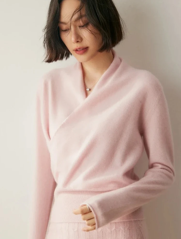 

Autumn Winter Leisure Solid Women's Cashmere Sweater Collar Pullover Office Basic Grace Cashmere Women's Knitwear Tops
