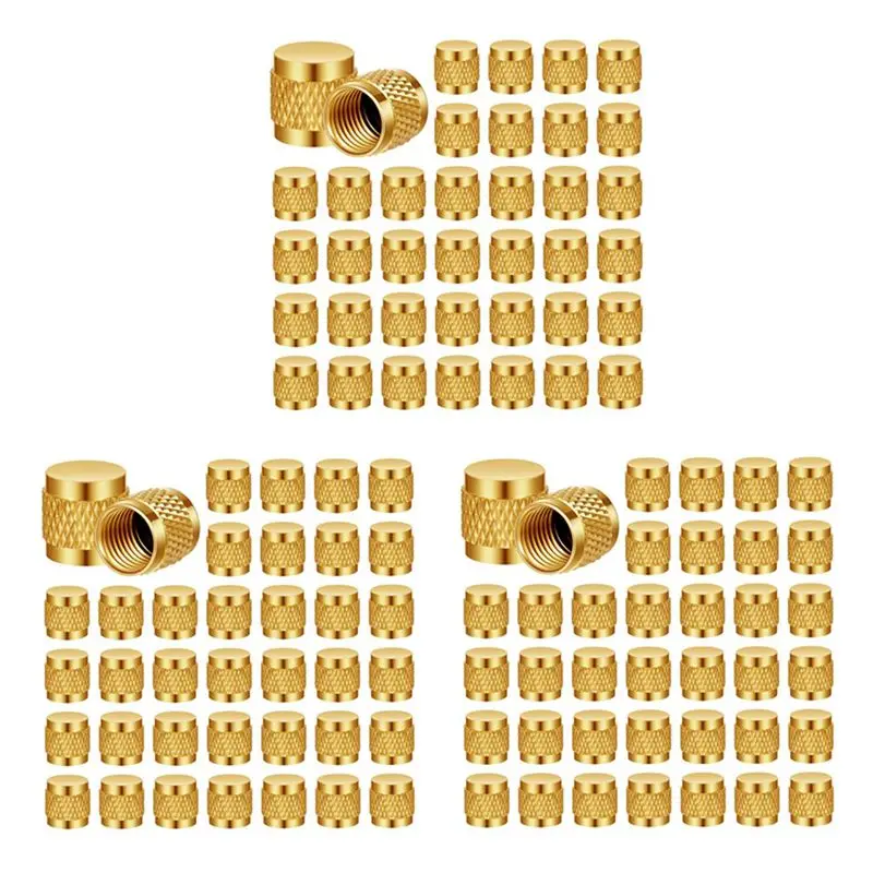 AA81-1/4 Flare Cap, Round Brass With Neoprene O-Ring Seal HVAC Valve Cap 75Pcs