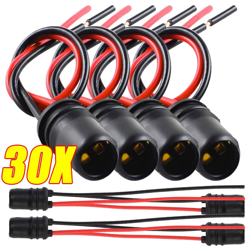 

Lights Holder Connector Wire Bulb Replacement Soft Rubber Harness Car Parts 30-4pcs DC12V T10 W5W 147 Socket Marker Instrument