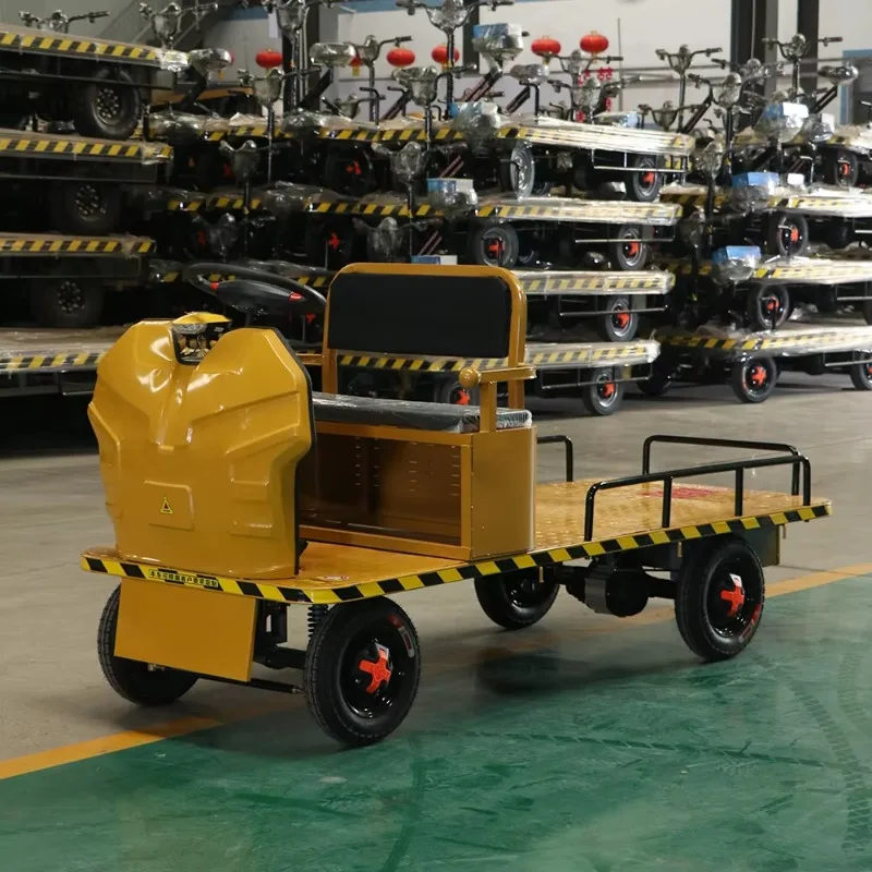 Impact Resistant Four-Wheel Electric Platform Cart Industrial Grade Wear Resistance Hand Trolley Workshop Handling