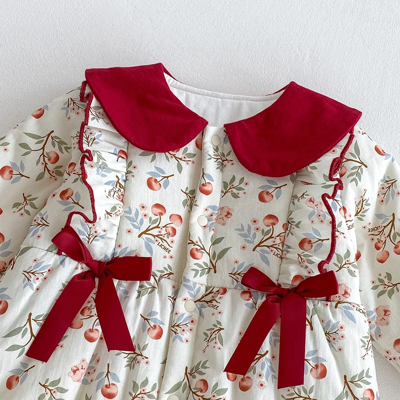 ملابس شتوية جديدة للأطفال لعام 2025 ملابس دافئة سميكة للأطفال الرضع بدلة قفز بأكمام طويلة مطبوعة للأطفال الصغار رومبير دافئ سميك