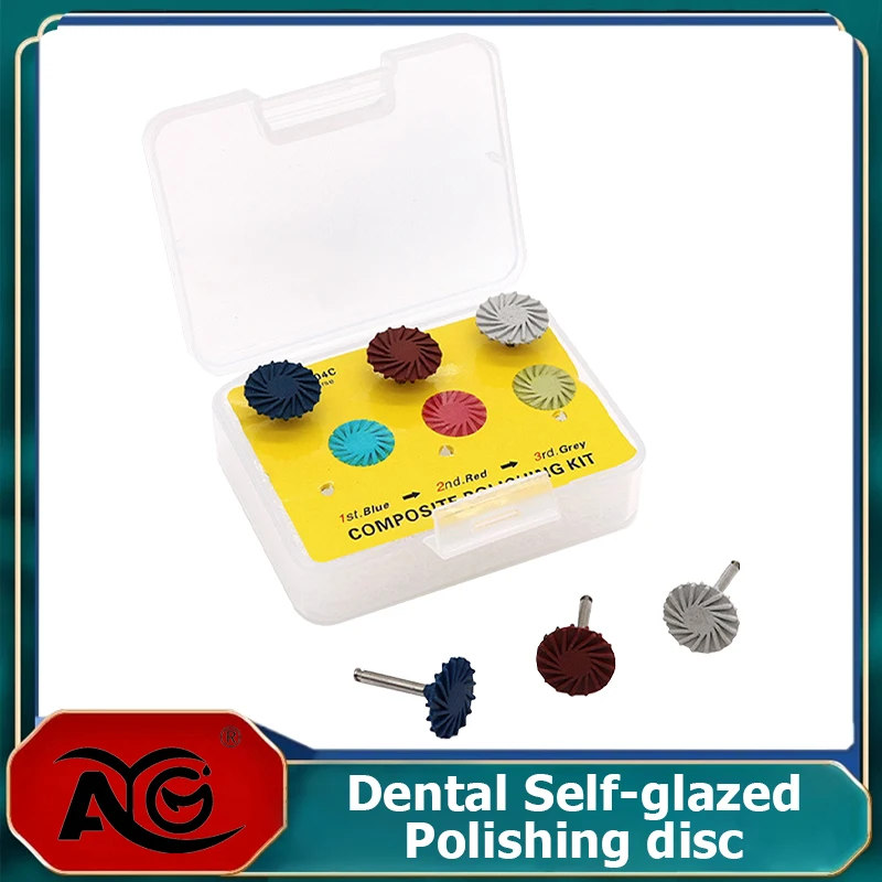 

AG 6Pcs/1Box Dental Composite Resin Polishing Discs Rubber Polisher RA Wheel Spiral Flex Brush Polishing Diamond System Burs