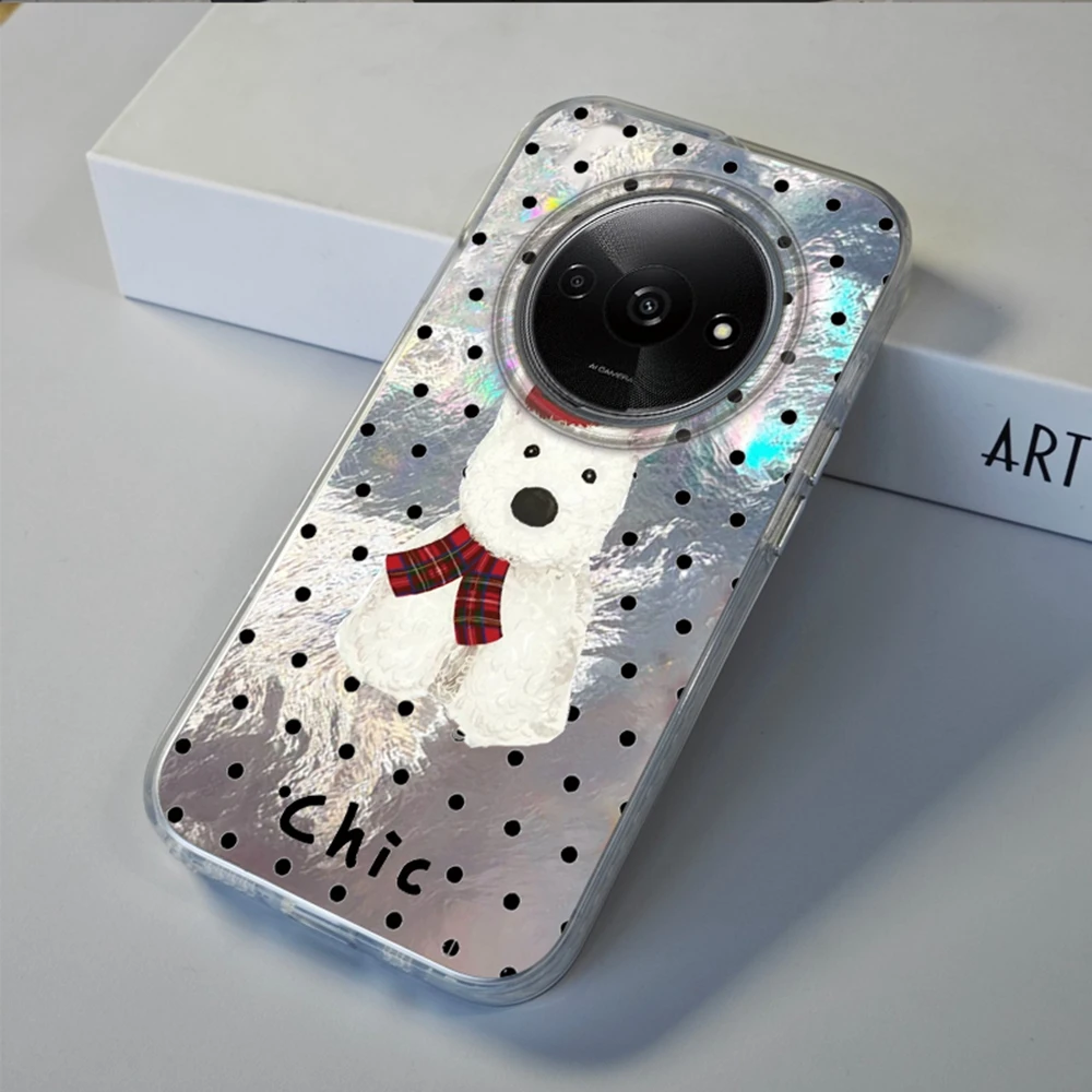 Circle Dot Cute Puppy Girls Phone Case For Xiaomi Redmi 15C 14C 13C Note 15 14 13 12 11 10 9 8 Pro A3 A2 A1 Women Funda Cover