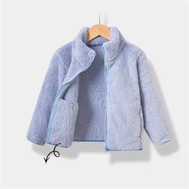 1-12 Years Boys Girls Jackets Spring Autumn Long Sleeve Outerwear Kids Clothes Baby Plush Cardigan Coats Casual Children Jackets