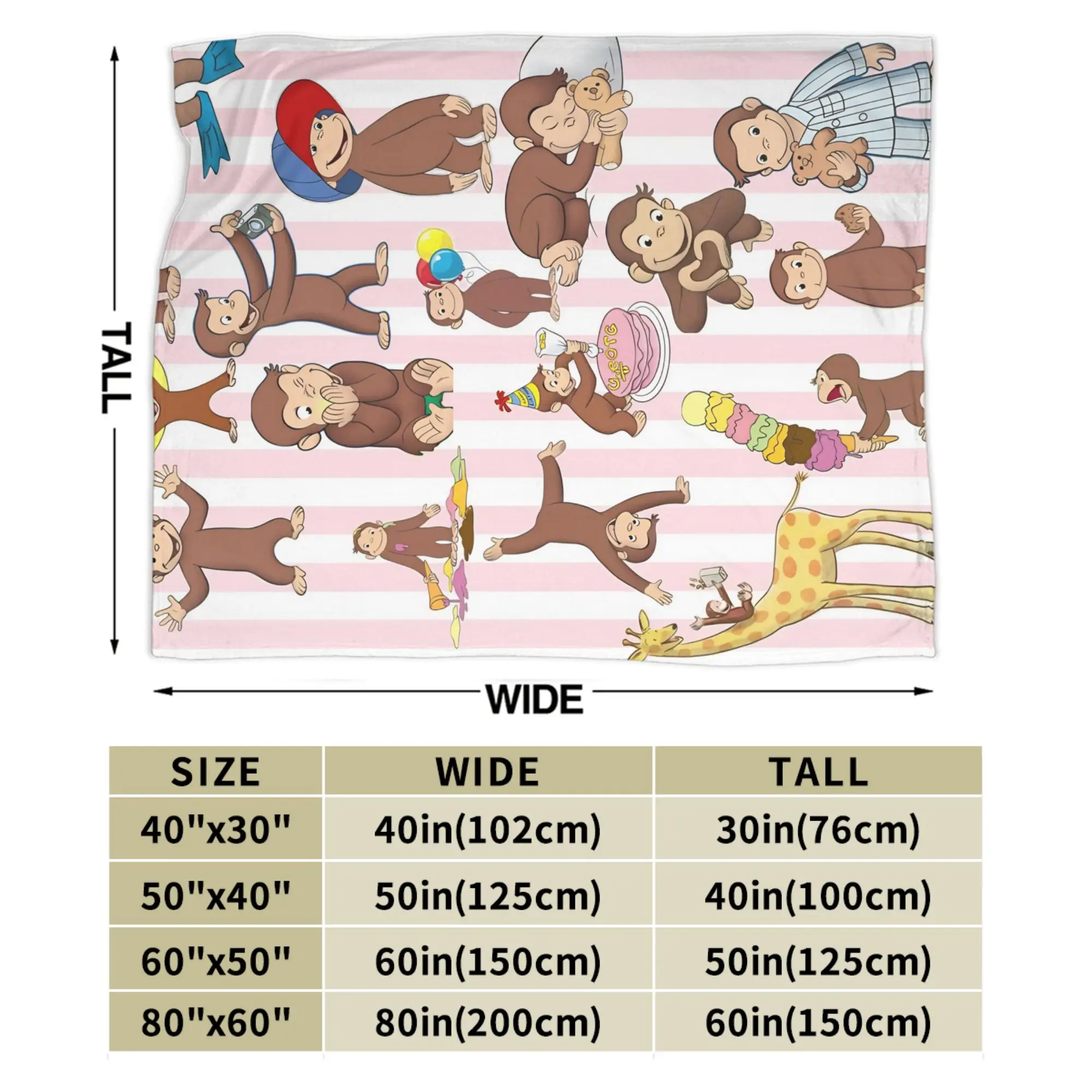 بطانيات جورج الغريبة بطانيات صوف القرد الناعمة المبتكرة لغطاء الخريف/الشتاء،