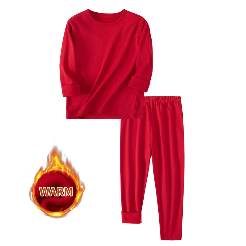 2-Pcs Children's Warm Suit For Autumn/Winter Solid Color Multi-Color Sweat Absorbing Comfortable Suitable For Both Boys/Girls